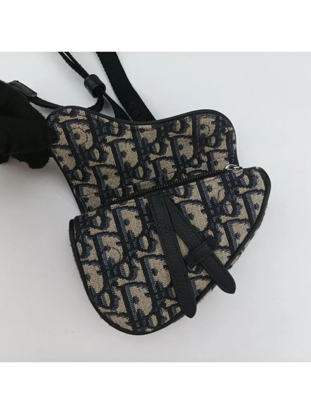 Dior Saddle Navy Gray Jacquard Handbag